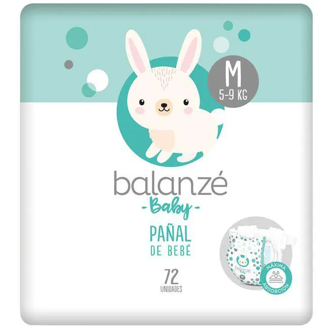 Pañal para Bebé BALANZÉ BABY Talla M Paquete 72un