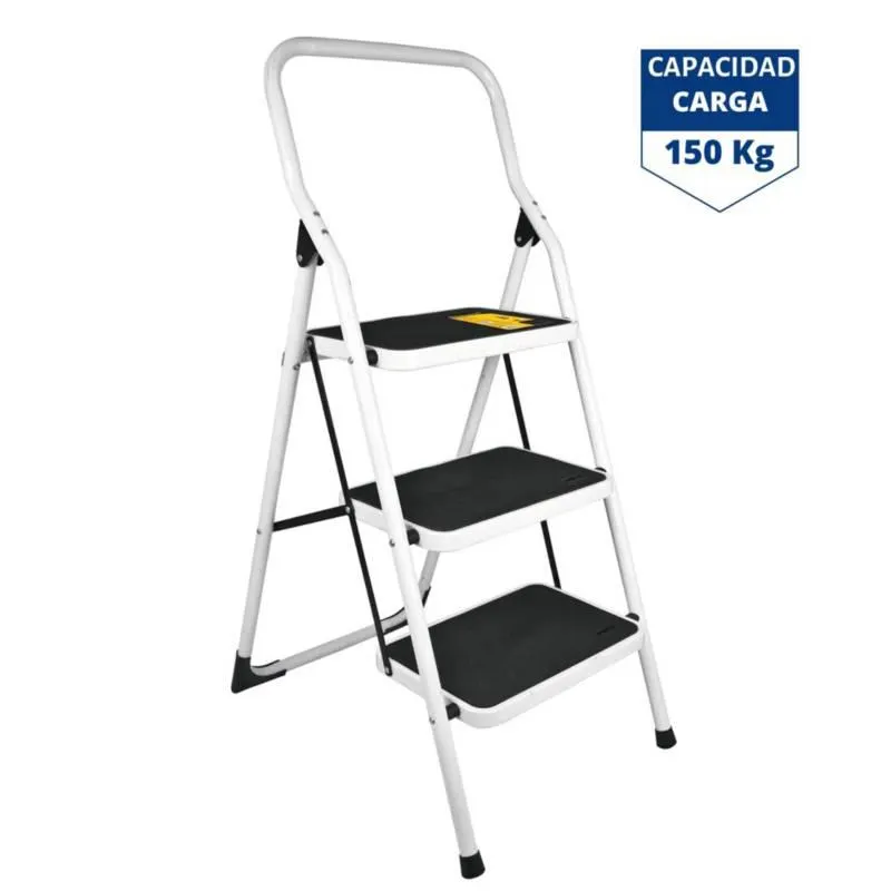 Escalera tijera 3 peldaños acero, plegable - pretul