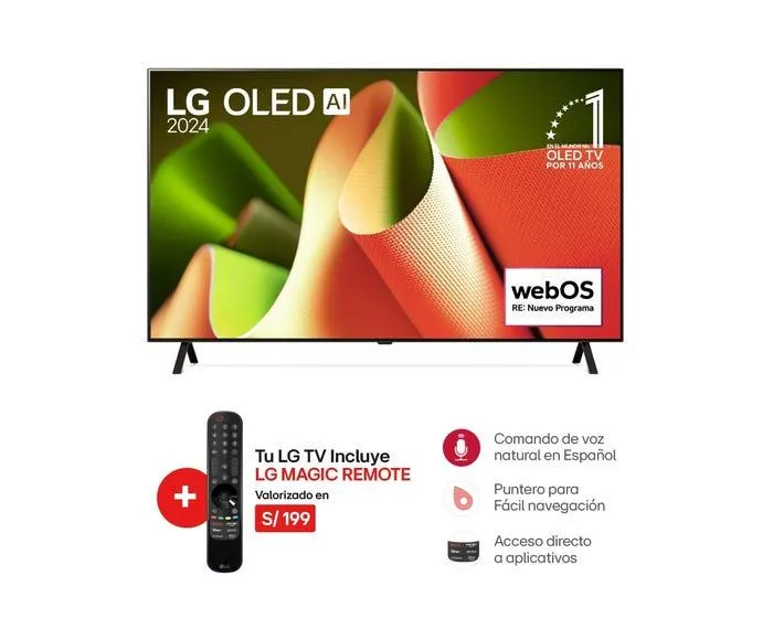 Televisor LG OLED 4K ThinQ AI Smart 55" OLED55B4PSA (2024)