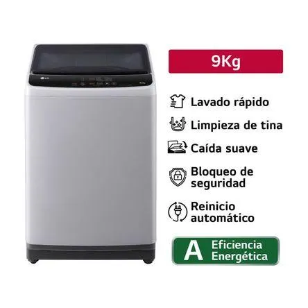 Lavadora LG WT9GL Carga Superior 9Kg Acero Inoxidable Gris