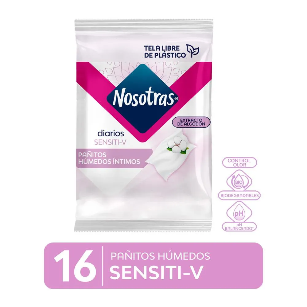 Nosotras Sensiti-V Pañitos Íntimos x 16 Unidades
