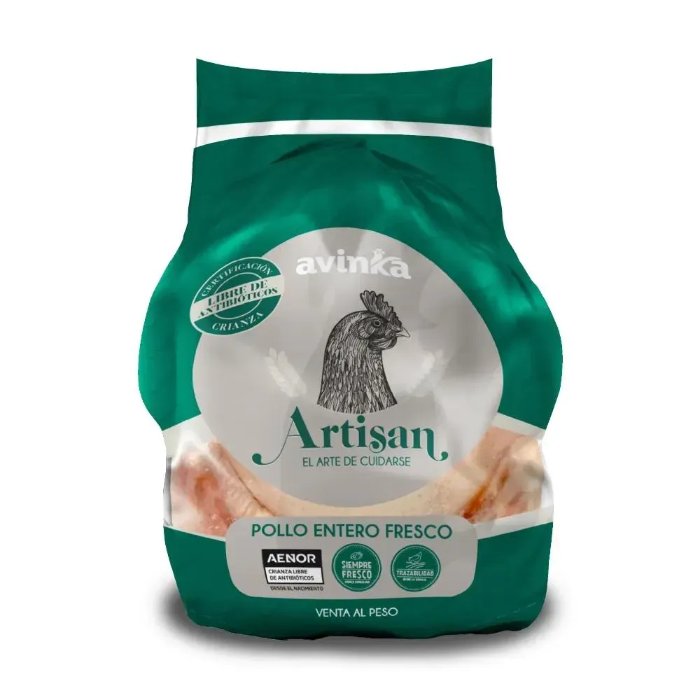 Pollo entero Artisan Bolsa 1.9 a 2.1 kg