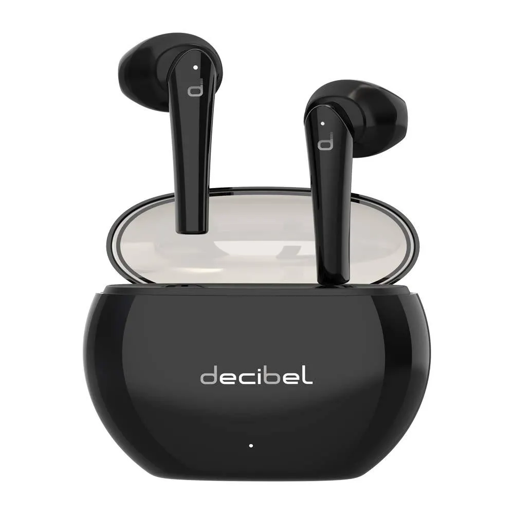 Audífonos bluetooth True Wireless Decibel Lite resistente al agua IPX4, duración máx. 6 horas, controles táctil, negro