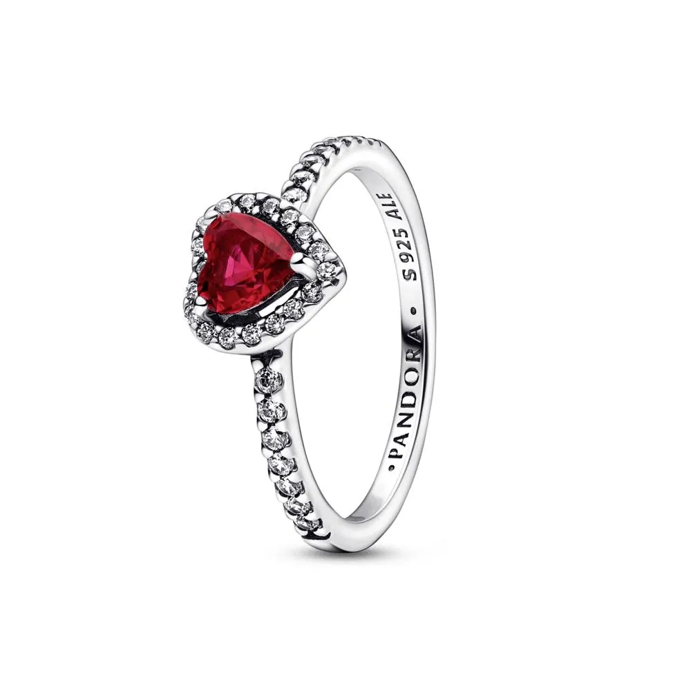 Anillo Corazón elevado rojo Pandora Plata Esterlina