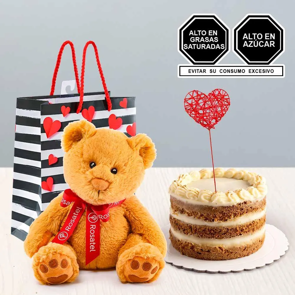 Peluche Hugo y Mini Torta Zanahoria