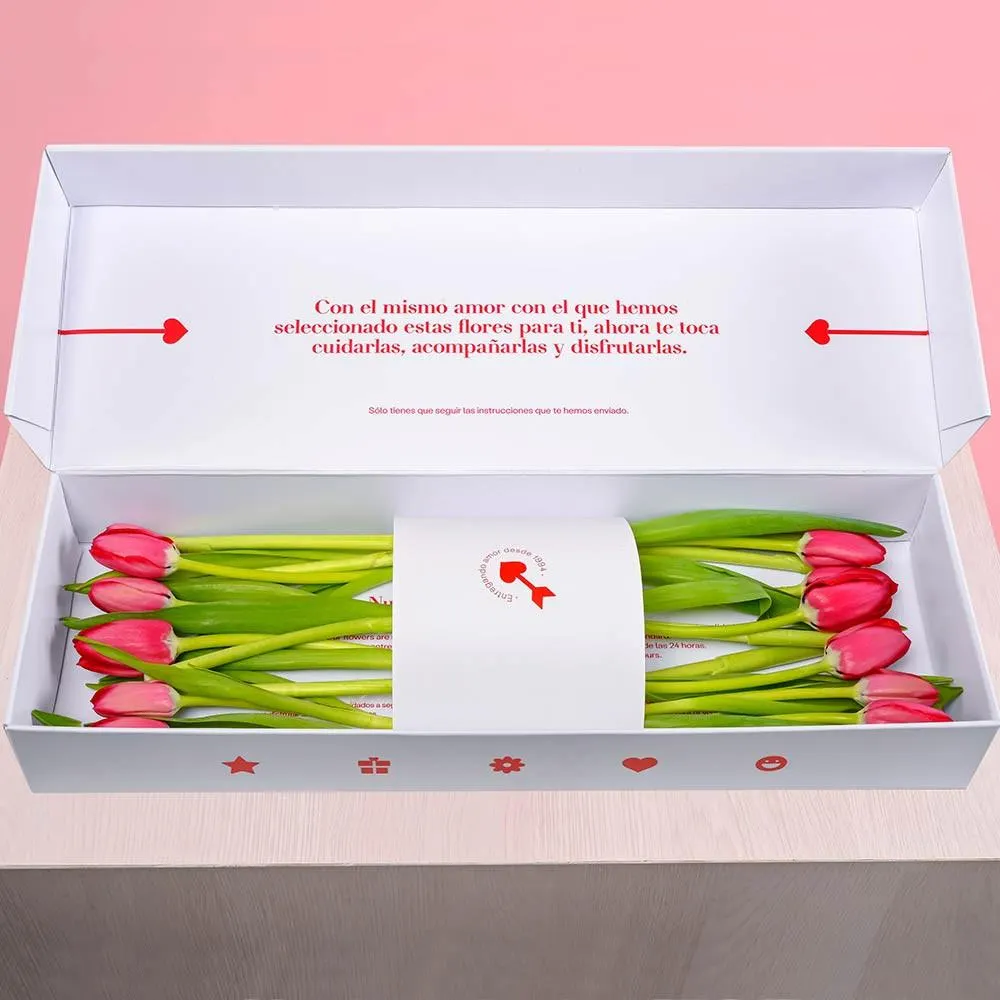 Caja Rosatel con 12 Tulipanes