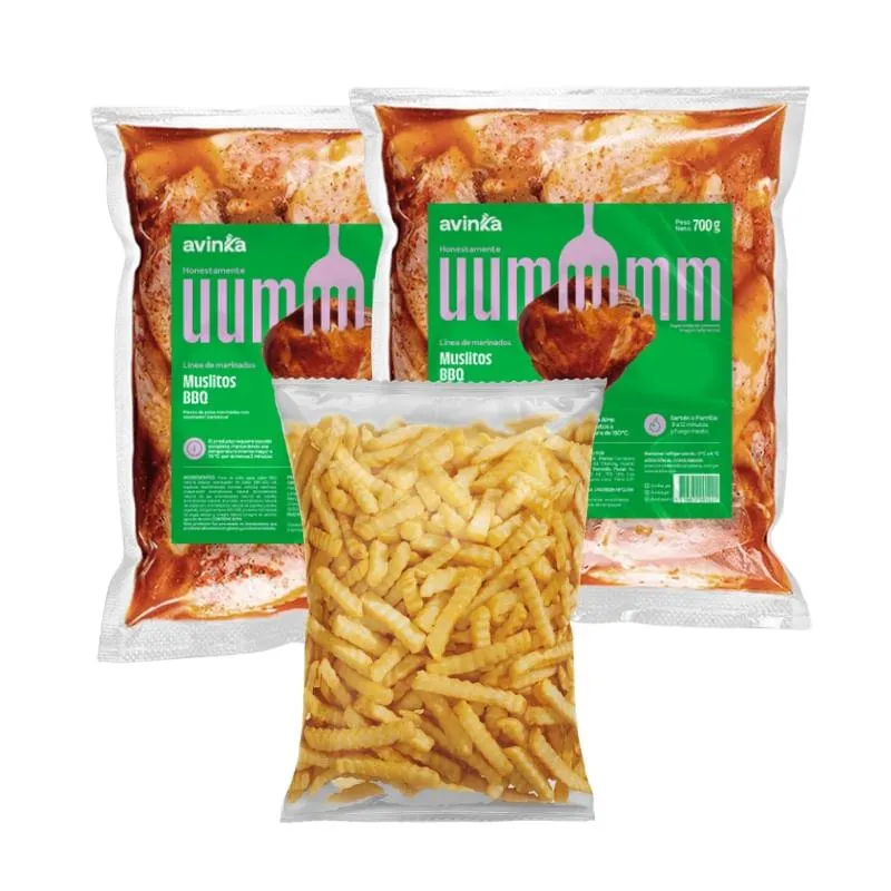 Pack 02 Muslitos a la BBQ Avinka Bolsa 700 g + Papa prefrita ondulada Bolsa 450 g