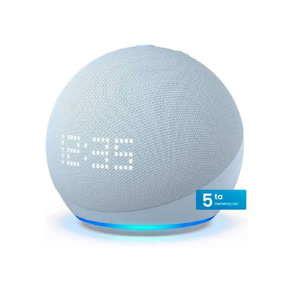 Parlante Inteligente Amazon Alexa con Reloj Echo Dot 5ta Generación Azul