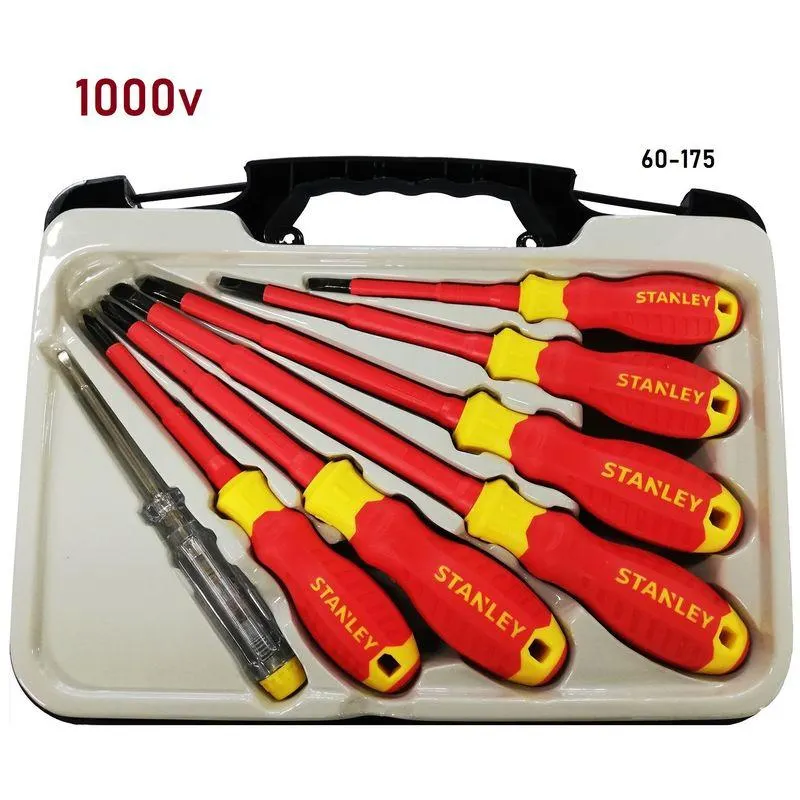 PROMO JUEGO 7 PIEZAS DESARMADORES AISLADOS 1000 VOLTIOS ELECTRICISTA 60-175 STANLEY
