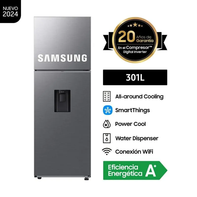 Refrigeradora Samsung Top Mount Freezer 301l Silver C/disp.
