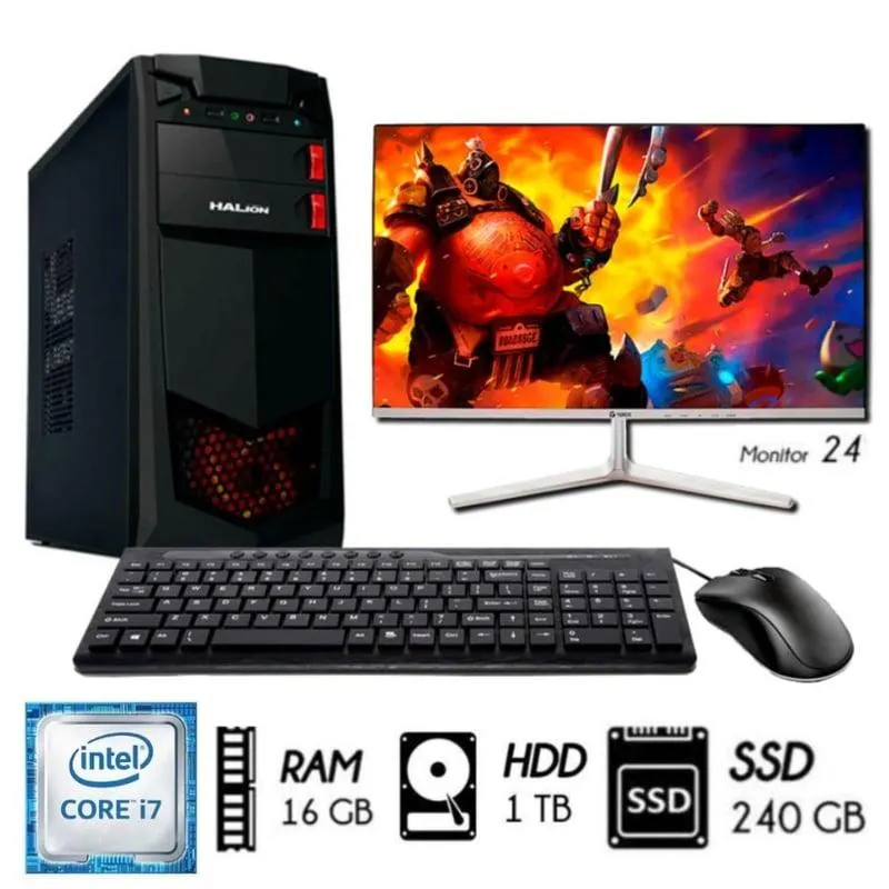 Computadora Pc Intel Core i7 32ghz Ram 16GB Disco 1TB+SSD 240GB Monitor 24´´