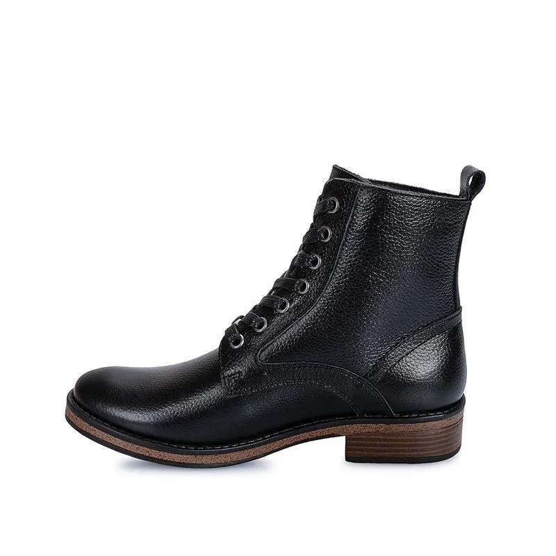 Botin Derby Casual Mujer Cuero Viale Negro
