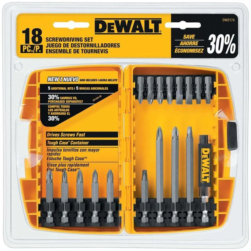 Set para Atornilladores Dewalt 18 Piezas DW2174