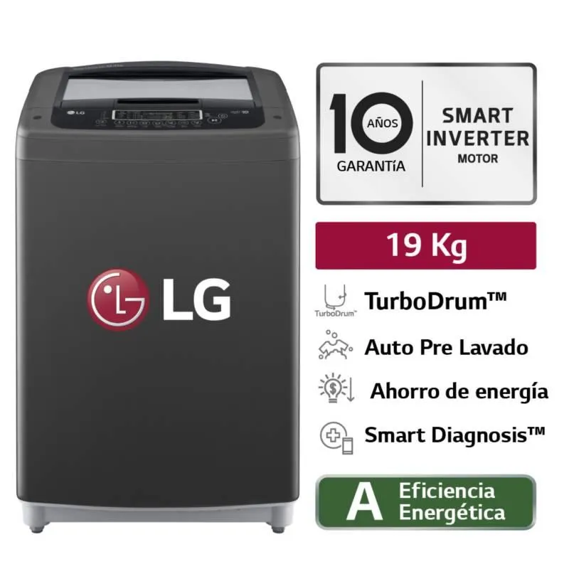 Lavadora WT19BPB 19Kg Smart Motion Carga Superior Negro Claro LG