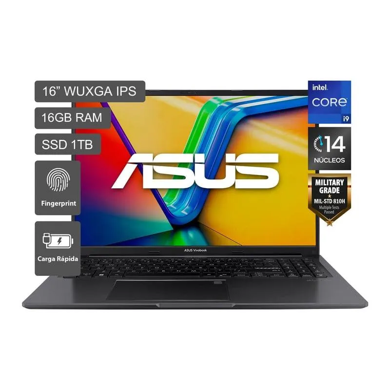 Laptop Asus Intel Core I9 14 Nucleos 16Gb Ram 1 Tb Ssd Vivobook 16 15.6 Wuxga