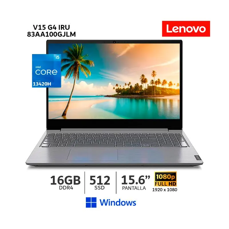 Laptop Lenovo V15 G4 IRU Intel Core i5 13420H, 16Gb Ram, 512Gb SSD, 15.6 FHD, Windows, 83A100GJLM
