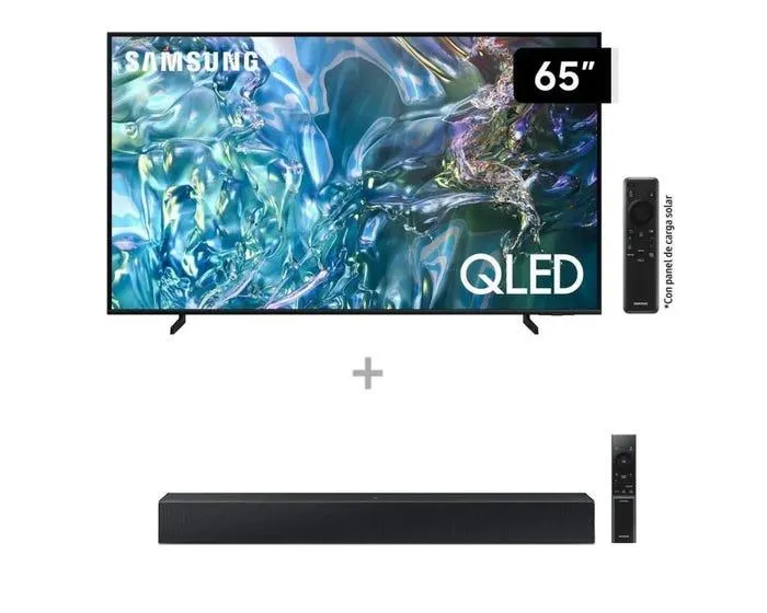 Televisor Samsung Smart TV 65" 4K QLED QN65Q60DAGXPE + Soundbar Samsung Bluetooth 2.0Ch HW-C400/PE