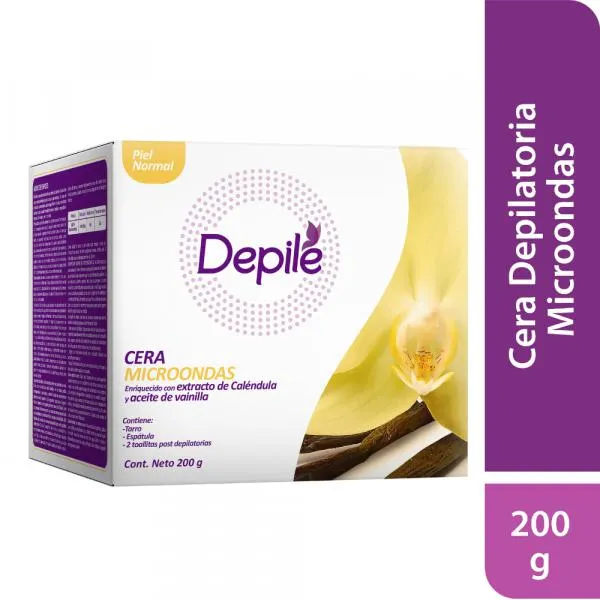 Cera Depilatoria DEPILÉ Microondas Calendula y Vainila Caja 200g