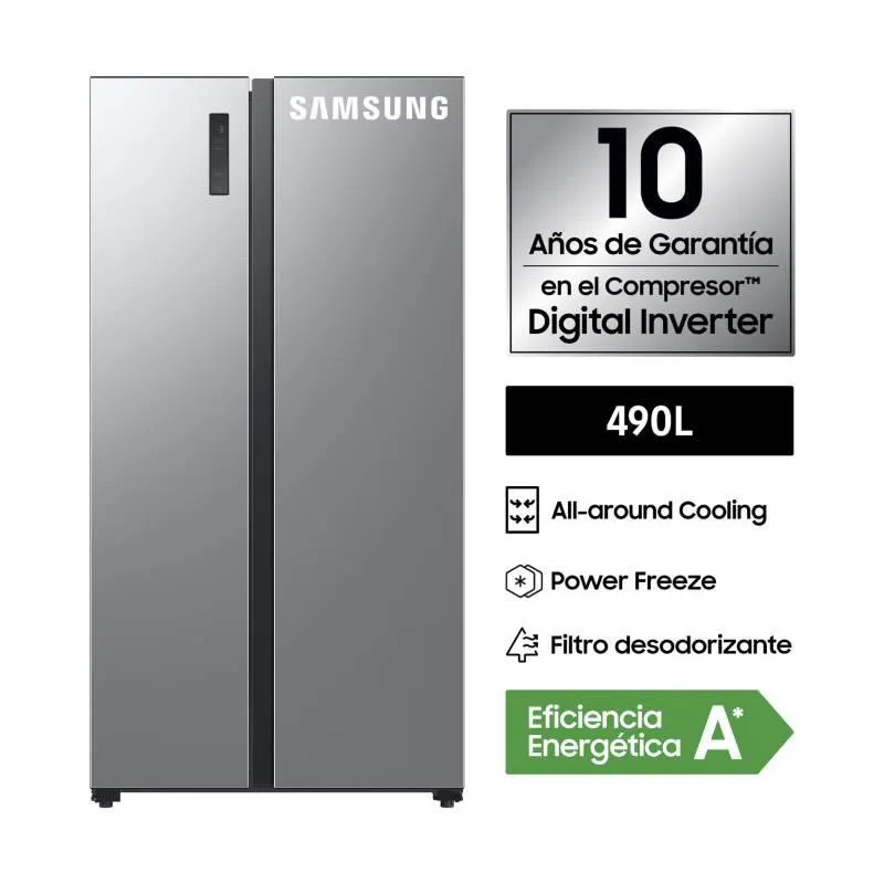 Refrigeradora Samsung Side by Side Gris 490Lt RS52B3000M9