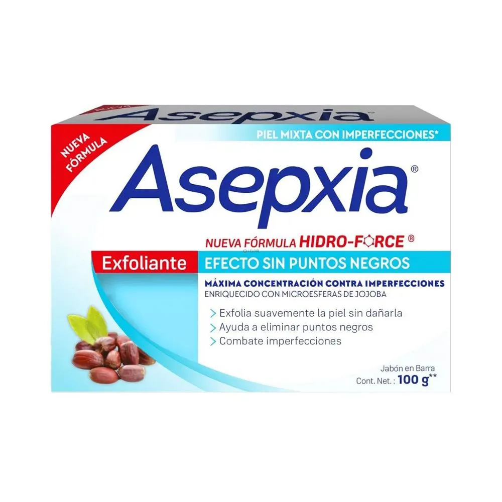 Asepxia Exfoliante Efecto Sin Puntos Negros Jabón en Barra x 100 g