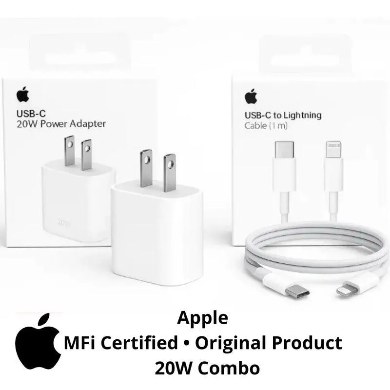 Cargador Apple Tipo C 20w + Cable C a Lightning iPhone