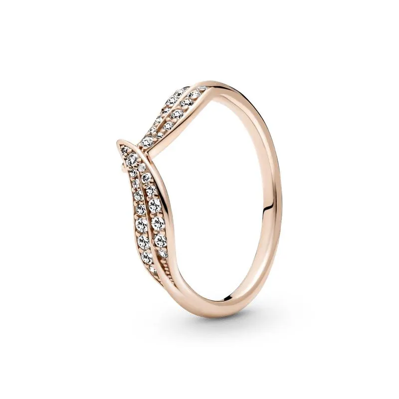 Anillo Hojas Relucientes Recubrimiento en Oro Rosa de 14k