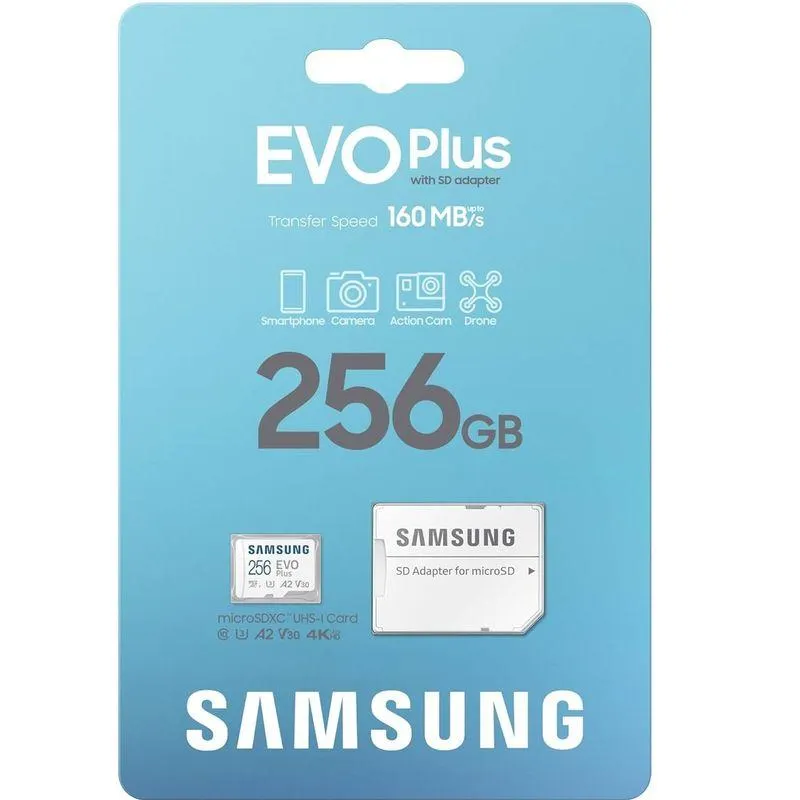 Tarjeta de memoria micro sd Samsung evo Plus 256GB - Blanco