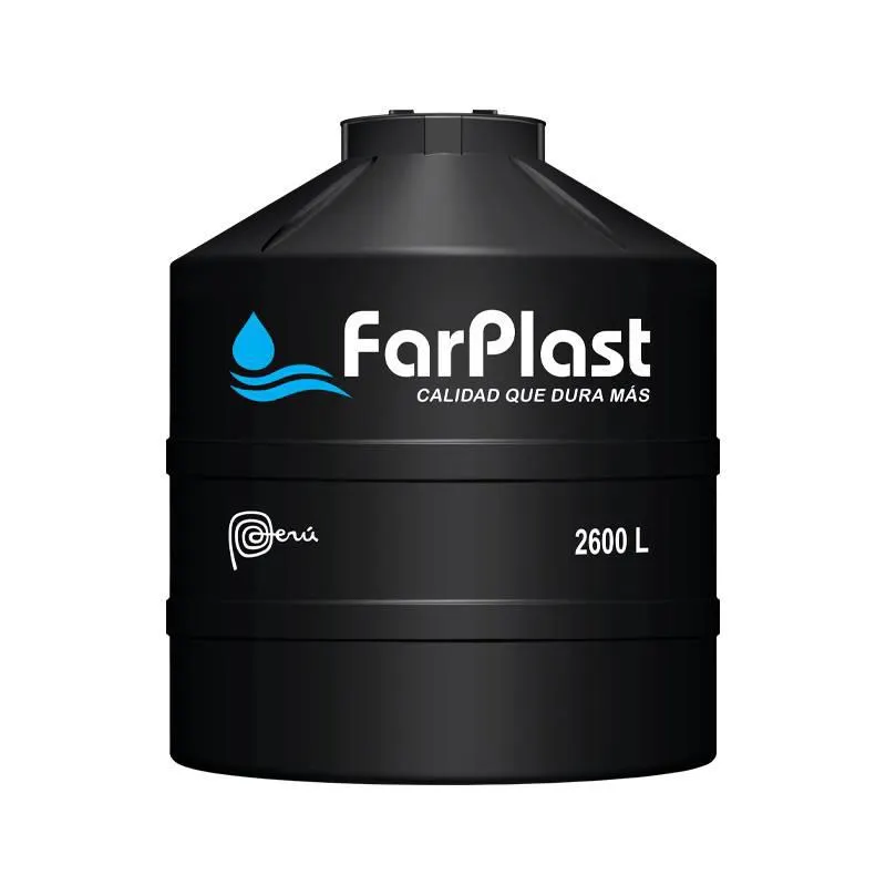TANQUE PARA AGUA DE 2,600 LTS NEGRO CON ACCESORIOS FARPLAST