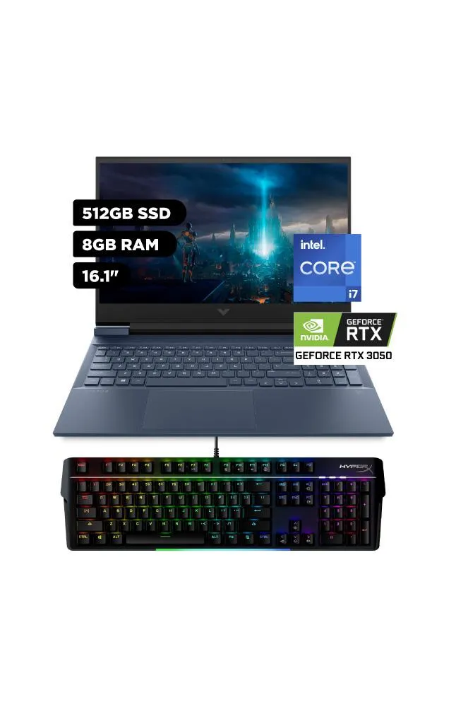 Laptop gaming HP Victus 16.1" Windows 11 Home Core i7 8GB 512GB SSD 16-D0523LA