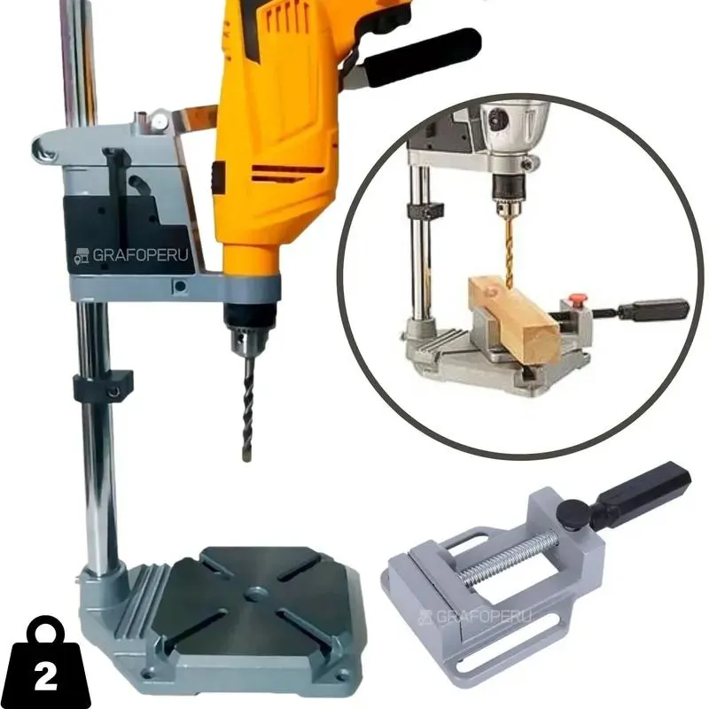 Soporte Vertical Taladro Base Hierro Pesado + Prensa Mordaza