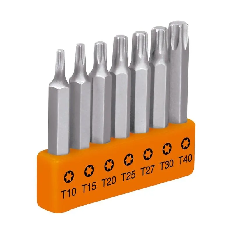 Juego con 7 puntas torx combinadas largo 2" Truper