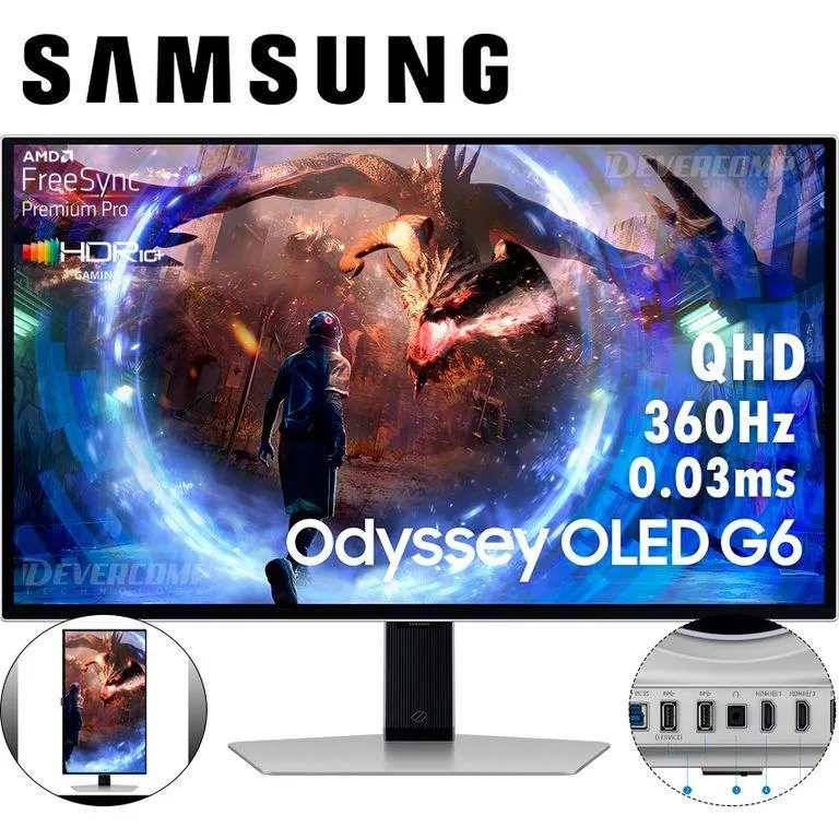 "Monitor Samsung LS27DG600SLXPE Odyssey G6 27 Oled QHD 360Hz 003ms"