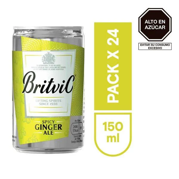 24 Unds Ginger Ale Britvic Lata x 150ML
