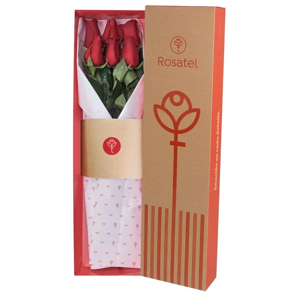 Caja Natural con 6 Rosas