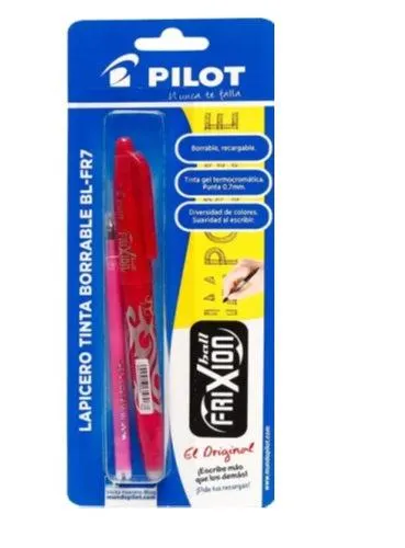 Bolígrafo Pilot Frixion tinta Gel (Bl-Fr7) Borrable 0.7 Rosado+Repuesto