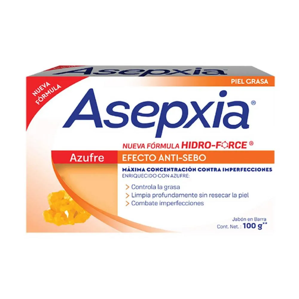 Asepxia Azufre Efecto Anti-Sebo Jabón en Barra x 100 g