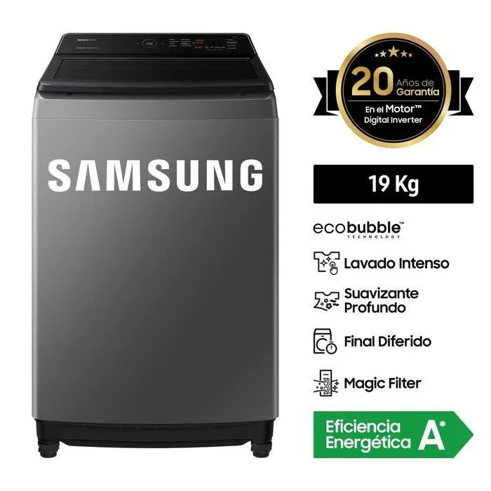 Lavadora Samsung 19KG Ecobubble WA19CG6441BDPE Silver