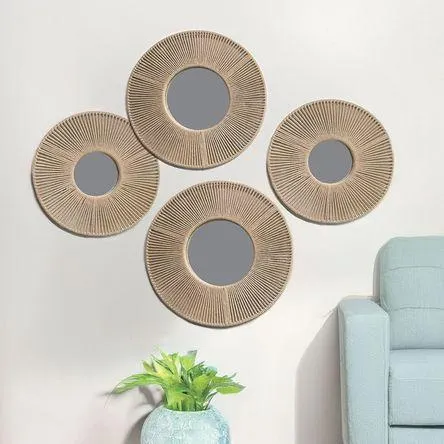 Set de 4 Espejos Seagrass Otoño Orange