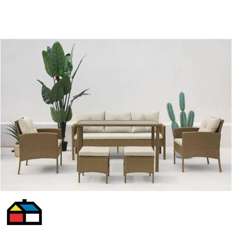 Juego de Comedor Terraza Lima 7 Personas Beige