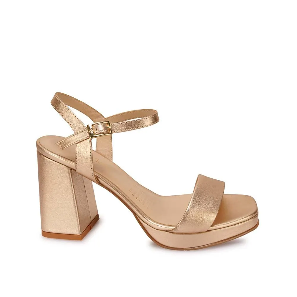 Sandalia D'orsay Casual TATI-2609 Dorado Viale Cuero