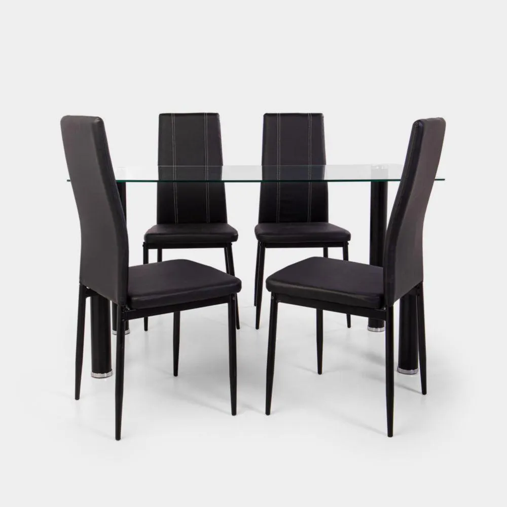 Juego de Comedor Diario 4 Sillas Negro