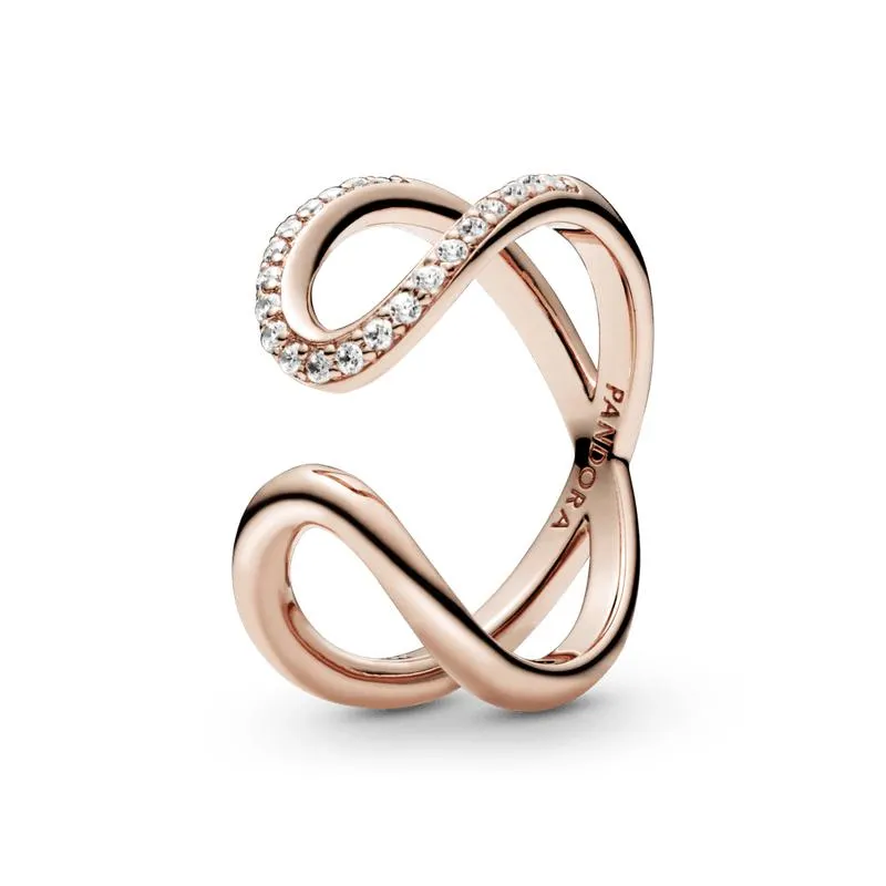 Anillo abierto envolvente Infinito Recubrimiento en Oro Rosa de 14k
