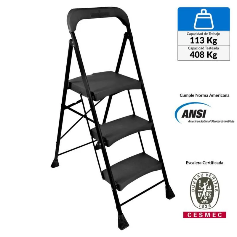 Escalera Tijera Acero Y Polipropileno 3 Pasos