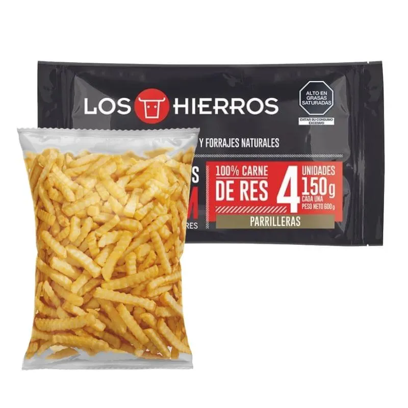 Pack Hamburguesa parrillera premium de res Los Hierros x 600 gr + Papas ondeadas x 450 gr