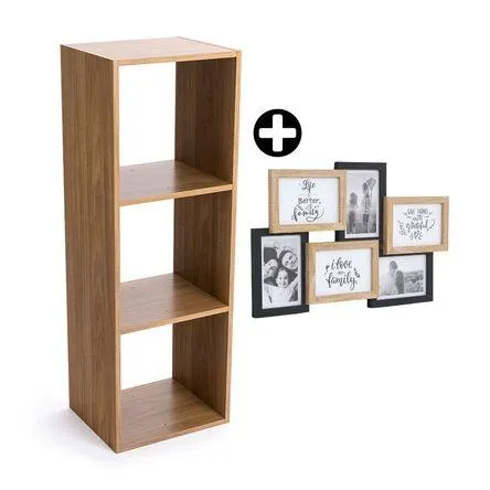 COMBO Estantería Modular Orange 3 Cubos Maple + Marco de Foto Orange Collage 6 Fotos Multicolor