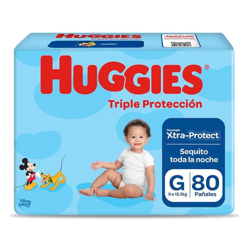 Pañales para Bebé Huggies Triple Protección Talla G 80un
