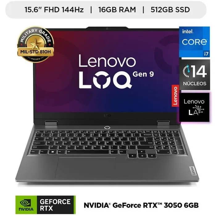 Laptop Lenovo LOQ 15.6" Intel Core i7-13650HX 16GB 512GB SSD NVIDIA RTX 3050 144Hz