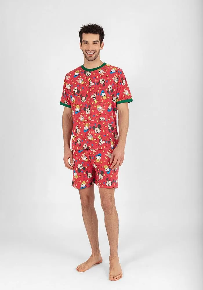 PIJAMA SHORT DISNEY HOMBRE ALGODÓN ROJO - D7758