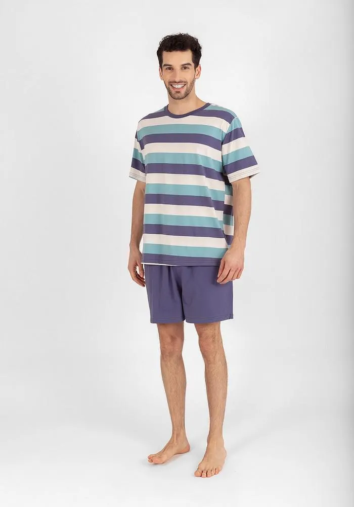 PIJAMA SHORT HOMBRE ALGODÓN AZUL - 77.746