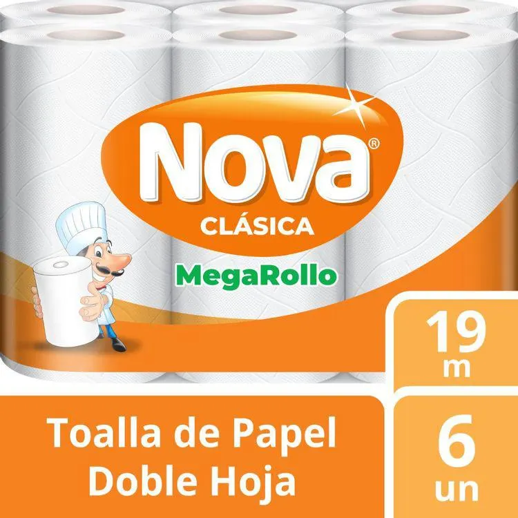 Papel Toalla Nova Clásica Megarrollo 19 mts 6un